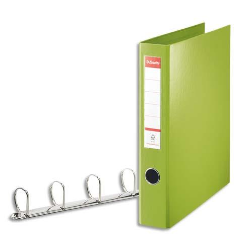 Classeur 4 anneaux en D - couverture rigide polypropylne - dos 6 cm - A4 - vert