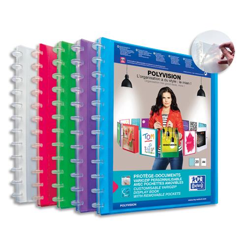 Protge document personnalisable Elba Vario Zipp - 20 pochettes (40 vues) - Format 21 x 29,7 cm - coloris assortis