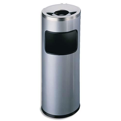 Corbeille  papier mtal avec cendrier touffoir - 17 litres - coloris gris anthracite
