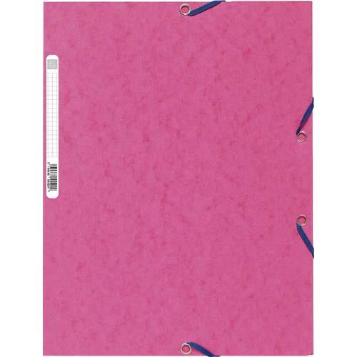 Chemise Exacompta 3 rabats et lastique - carte lustre 5/10e - 400gr - Format 24x32cm - Coloris fuschia.