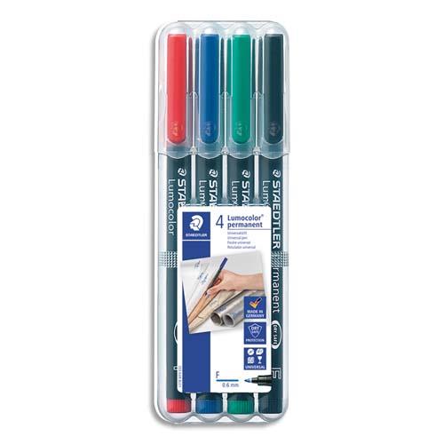 Feutre Staedtler Lumocolor - fin 0.6 mm - permanent - pochette de 4