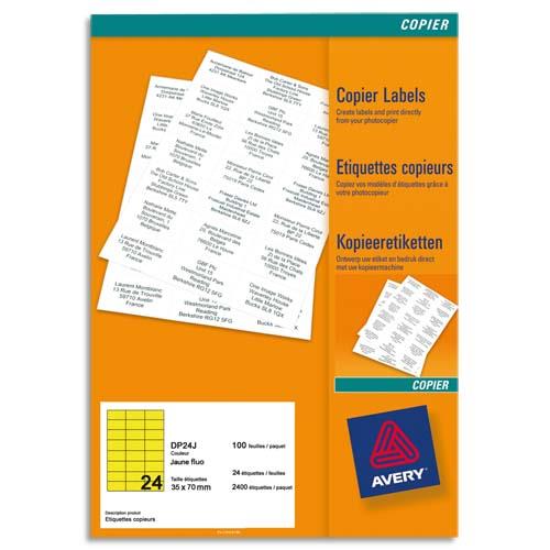 Etiquettes Avery DP24J - pour copieur - 35 x 70 mm - jaune fluo - bote de 2400