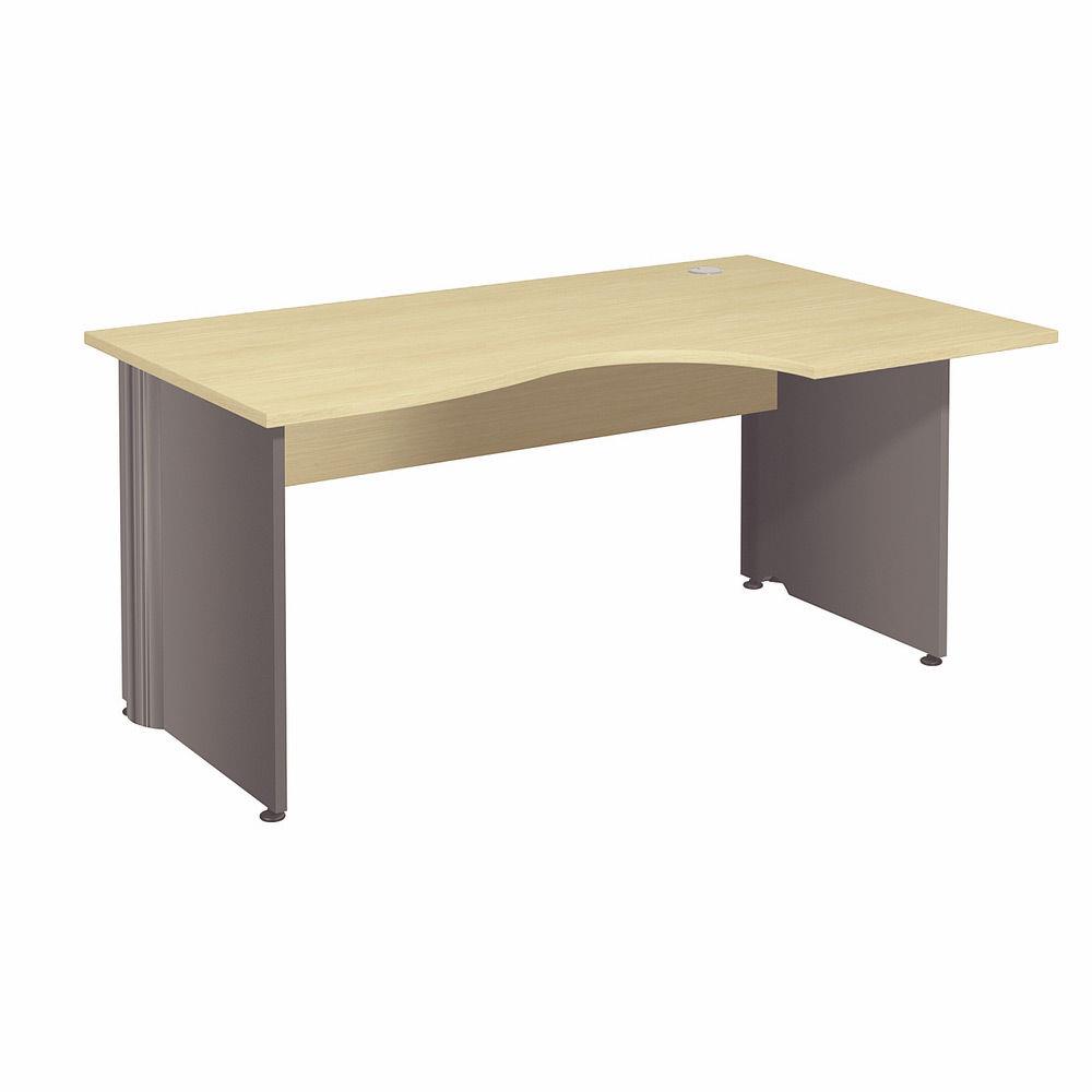 Bureau compact retour  droite Impact 2 - L 160 x P 120 cm - plateau htre - pieds pleins anthracite