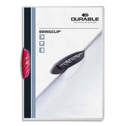 Chemise de pr�sentation � clip Swingclip Durable - clip pivotant rouge translucide - format 22 x 31 cm - 30 feuilles