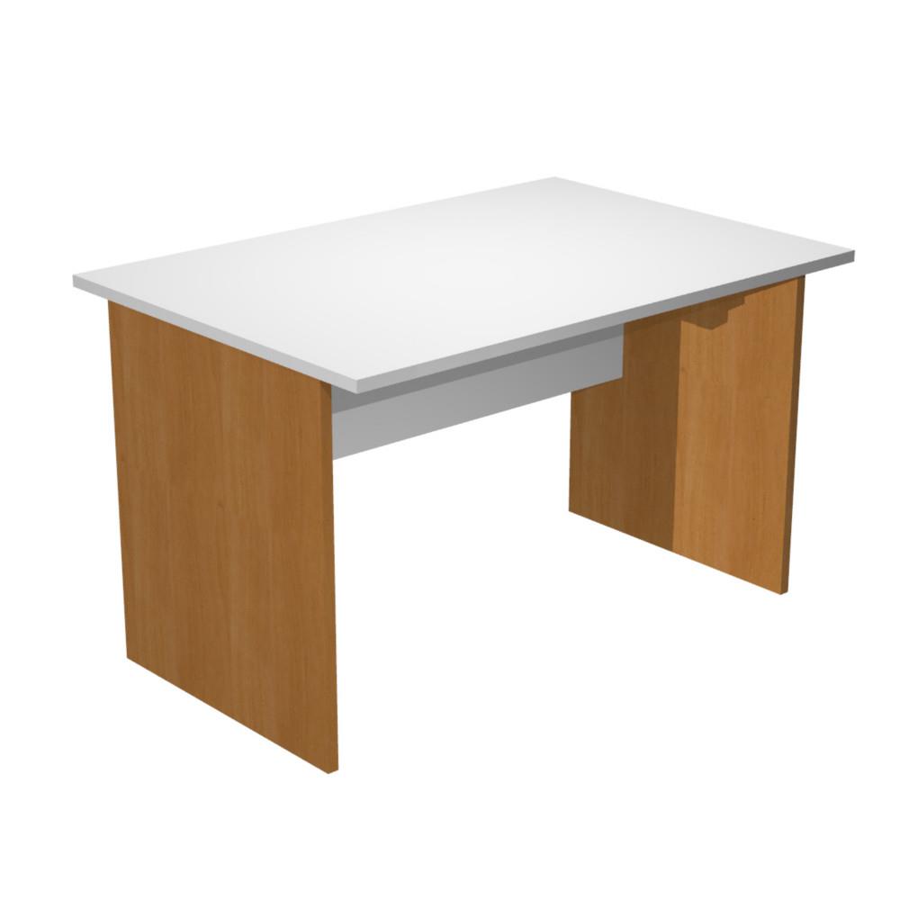 Bureau droit Pulse Bois - L120 x P80 cm - Plateau Blanc - Pieds pleins Aulne