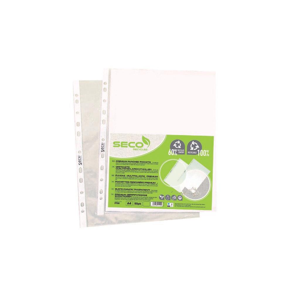 Pochettes coins en polypropylne Seco - A4 - 8/100 - grain - paquet de 50