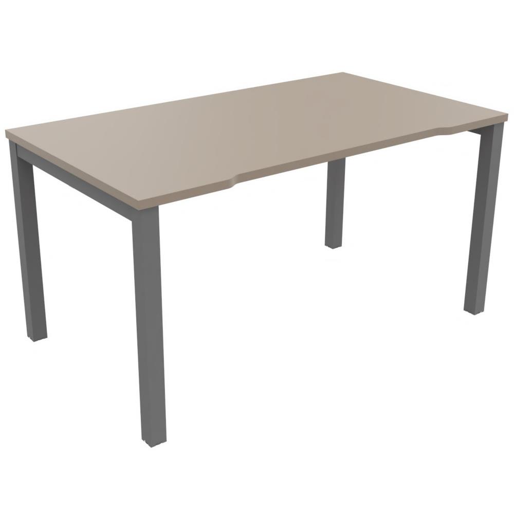 Bureau droit Osmose L140 x P80 cm plateau chancr Argile - pieds mtal Aluminium