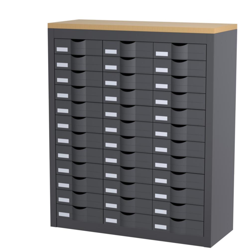 Comptoir Paperflow - 3 colonnes Cycladis - 36 tiroirs - ht. 106.5 cm - anthracite
