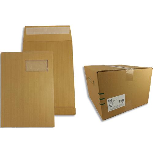 Pochettes 229x324 La Couronne - fentre 50x110 - kraft adour - auto-adhsives - 120g - 3 soufflets 30mm - bote de 250