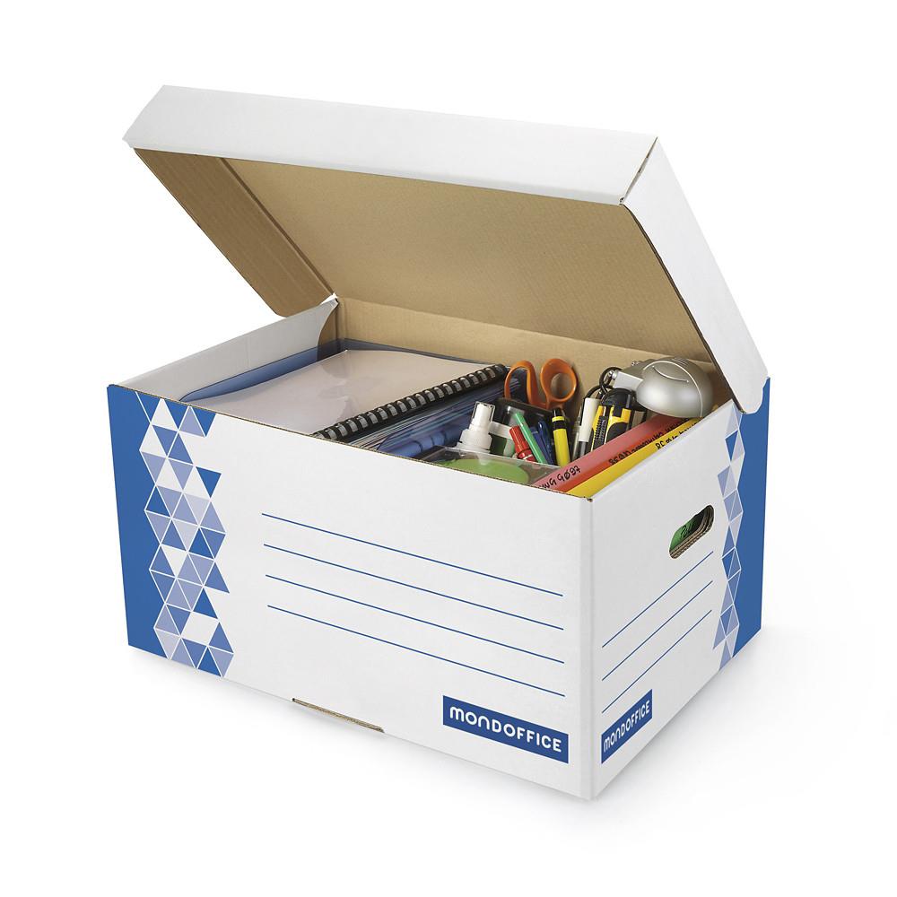 Caisse archives Mondoffice Premium - L.54 x P.36 x H.26 cm - Bleu - Lot de 10
