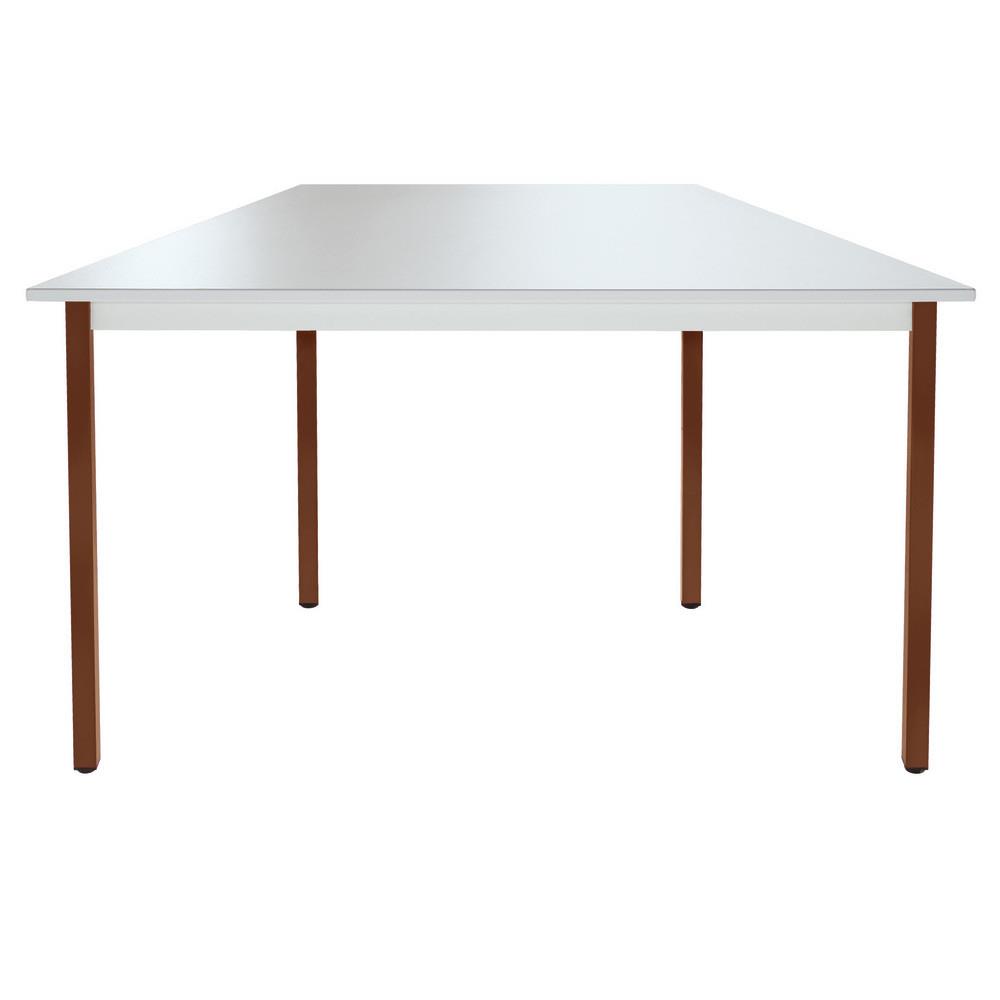 Table Modulaire Domino trapze - L 120 x P 60 cm - plateau gris - pieds bruns