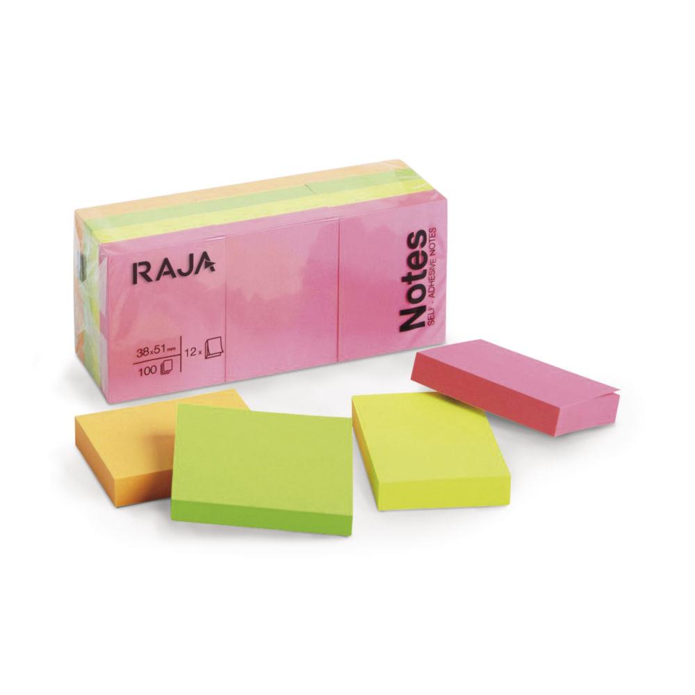 Notes repositionnables 38 x 51 mm - coloris assortis Non - bloc de 100 feuilles