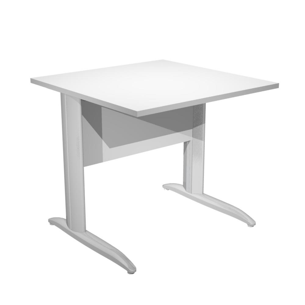 Bureau droit Pulse Prestige - L80 x P80 cm - plateau blanc - pied L en mtal chrome