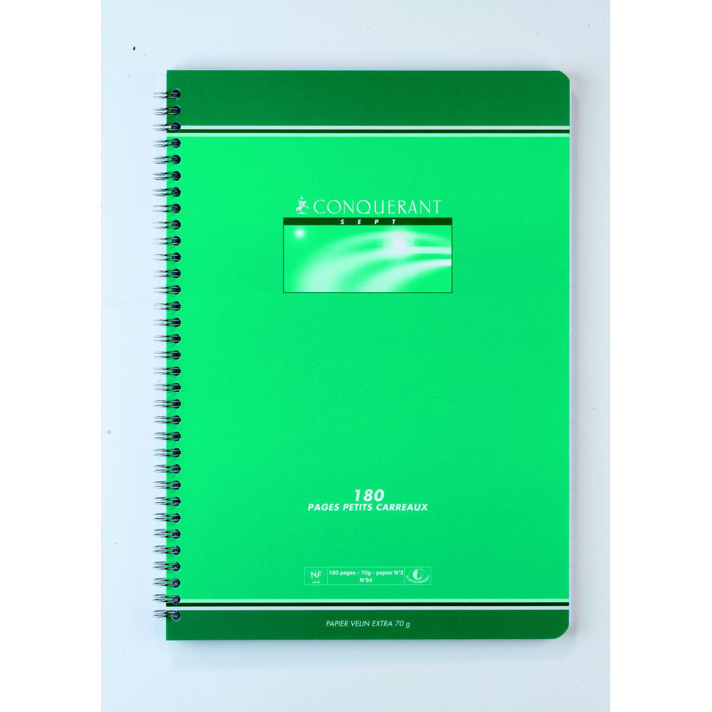 Cahier Conqurant 7 - 21 x 29,7cm - petits carreaux - 180 pages - 70 g