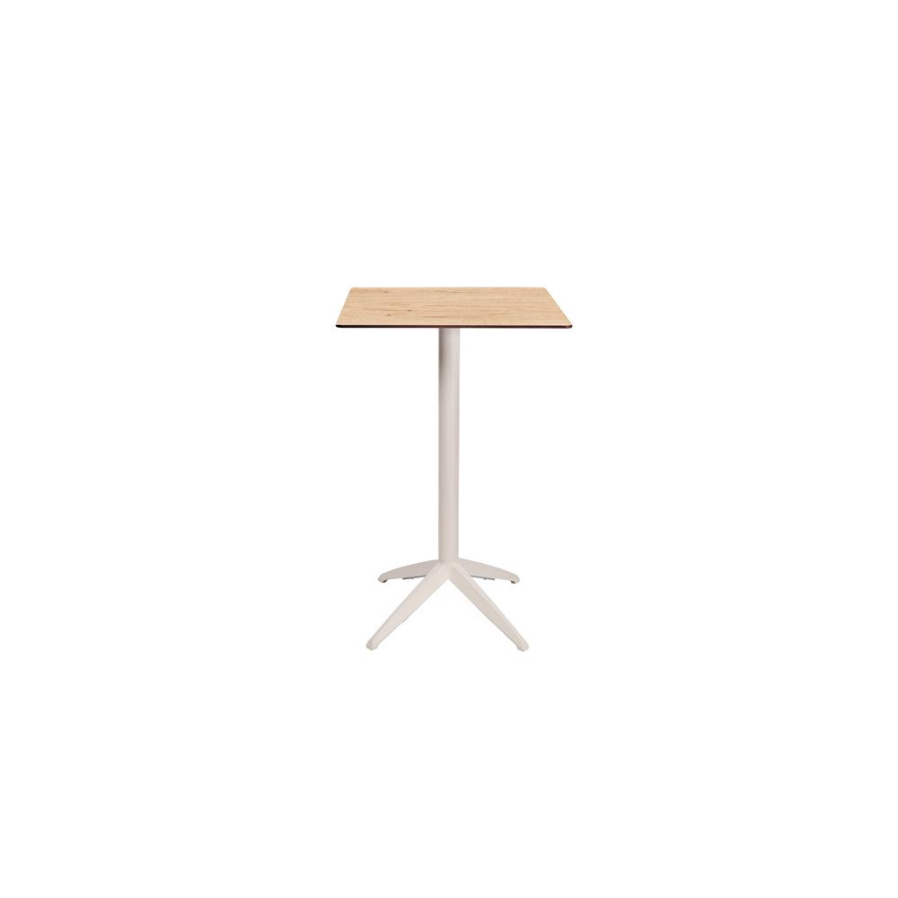 Table mange-debout Edison carre - ht 110 cm - usage extrieur - plateau basculant en polypropylne - 60 x 60 cm - chne