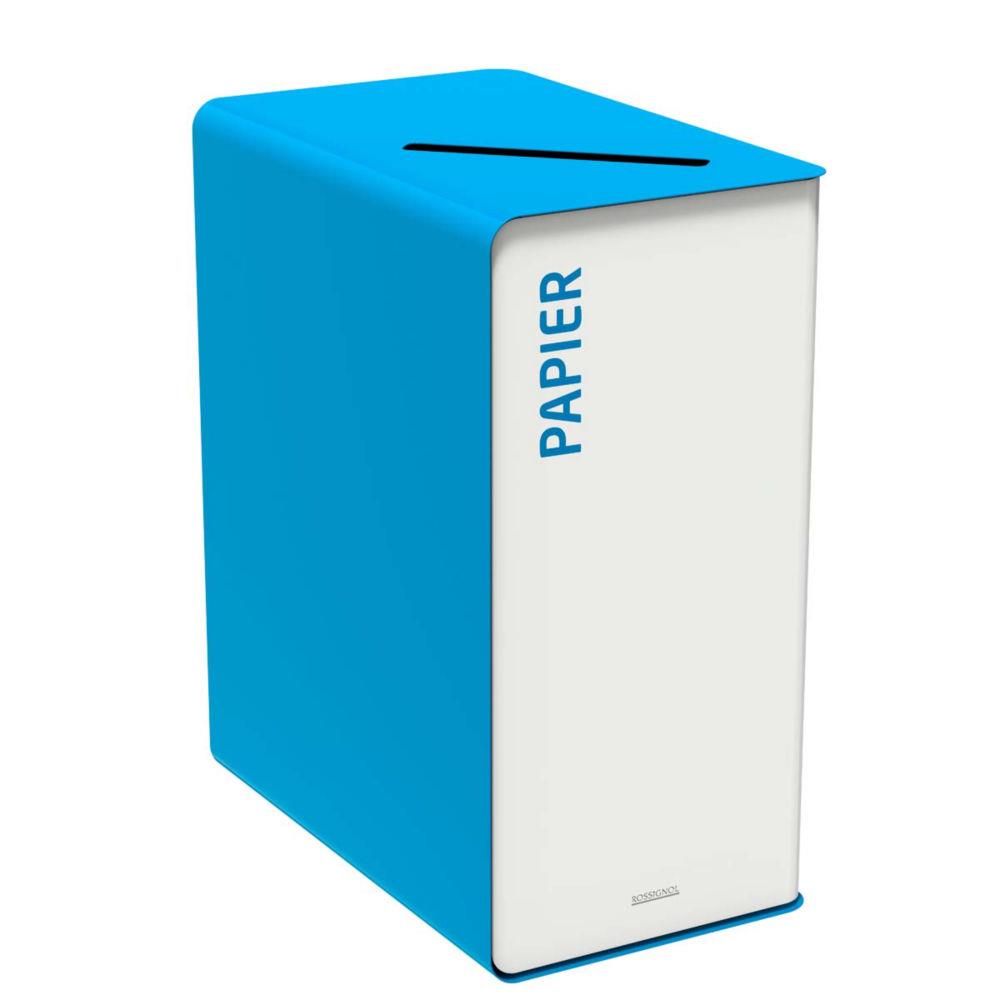 Poubelle de tri slectif Rossignol Cubatri - pour papier en acier 65l - bleu