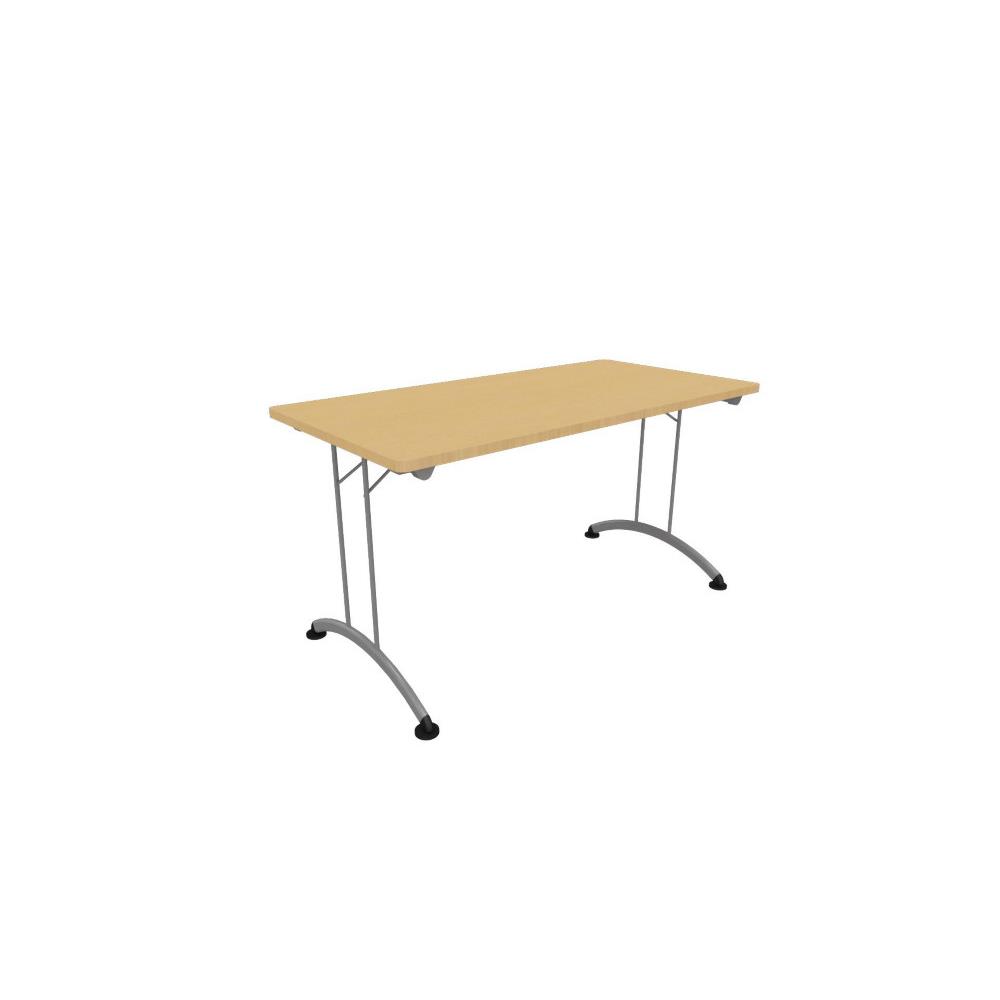 Table pliante 160 cm x 80 cm - Plateau Chne Nebraska - Pieds mtal Aluminium