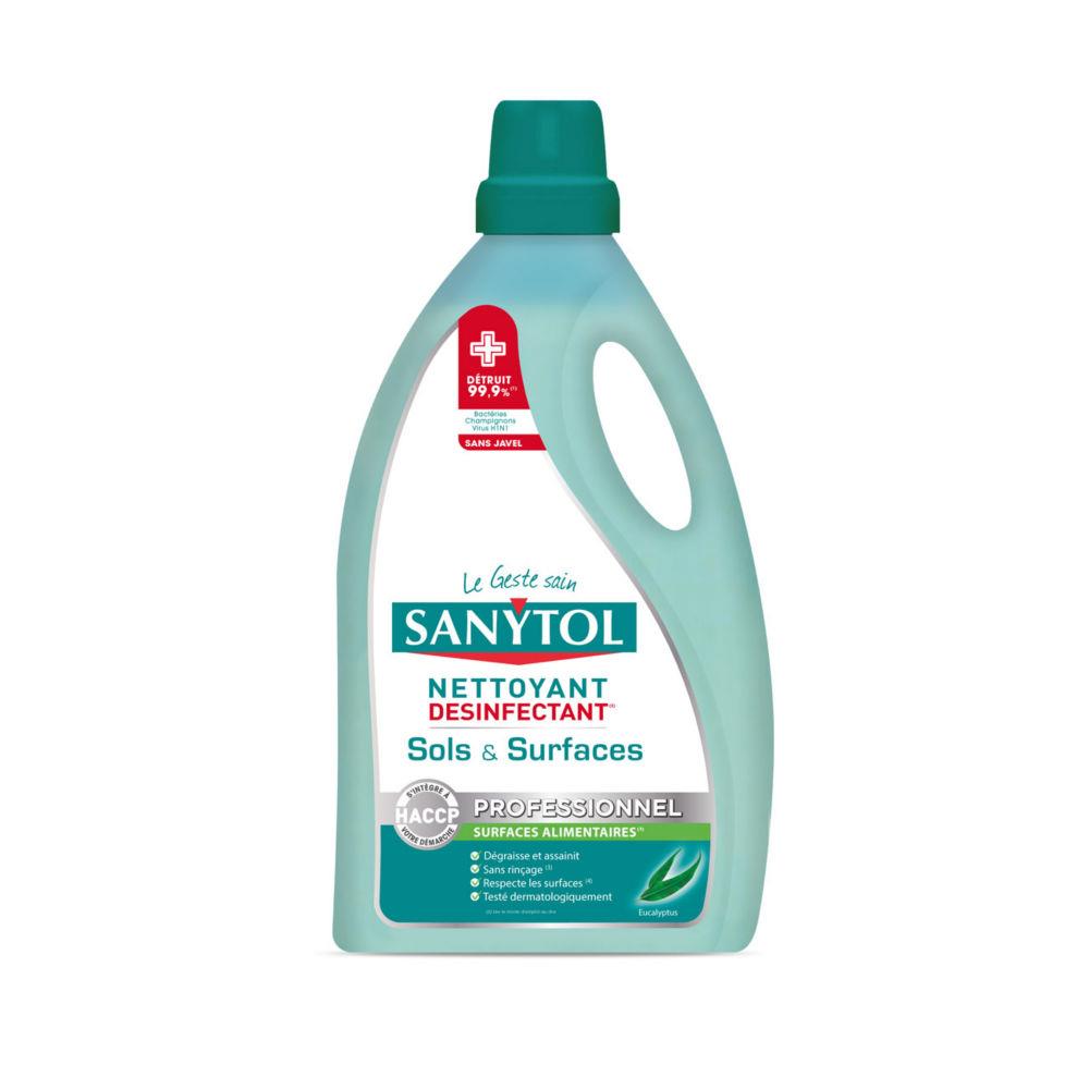 Nettoyant dsinfectant Sanytol sols et surfaces - Parfum Eucalyptus - Bidon de 5 L