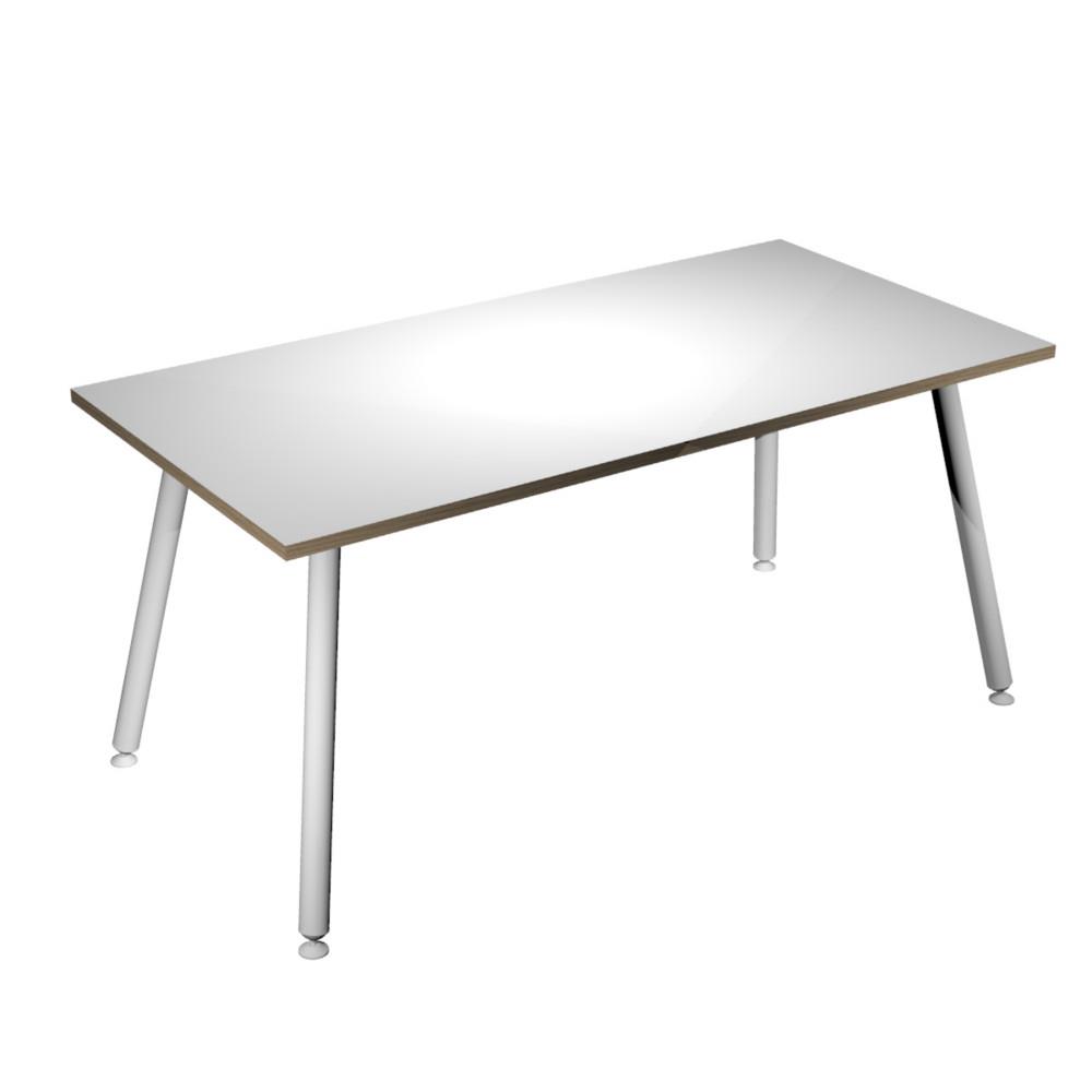 Bureau droit Knot L160 x 80 cm pieds inclins cylindriques en mtal - Blanc