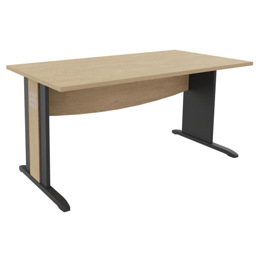 Bureau droit Boreal L 140 x P 80 cm - Plateau Ch�ne - Pieds L Anthracite