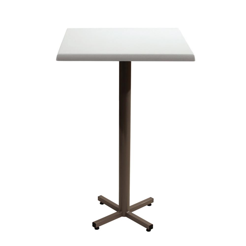 Table mange-debout Brown H115cm plateau carr 70cm Blanc - Pied central Aluminium