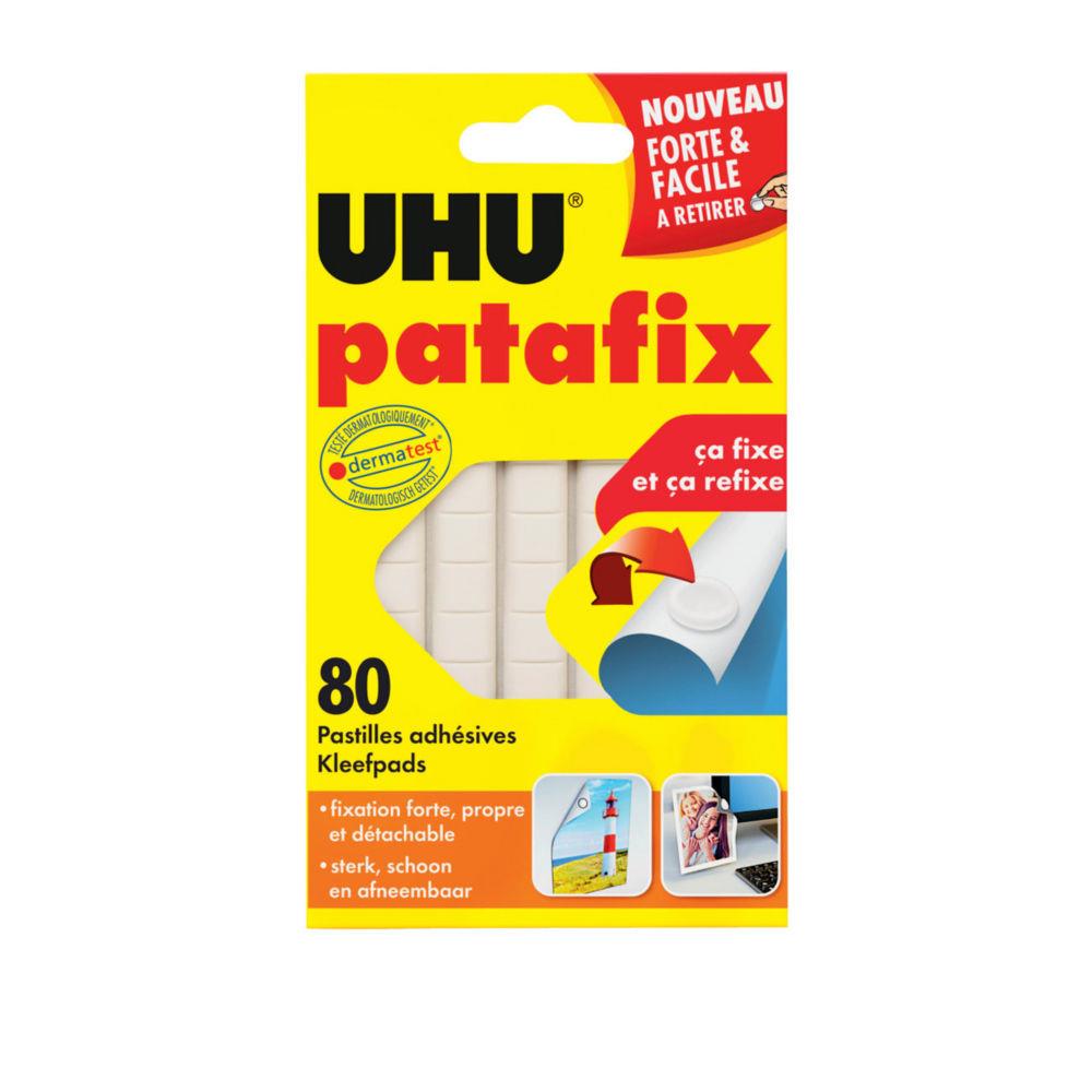 Bandes prdcoupes de 80 pastilles Patafix Uhu Blanche - Etui de 6 bandes