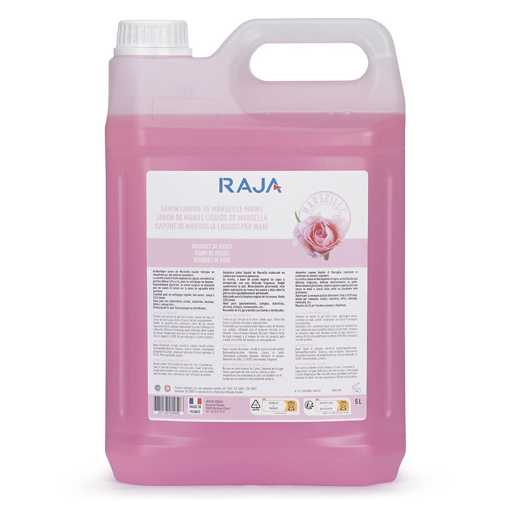Savon de Marseille liquide RAJA pour les mains Bidon 5l parfum Bouquet de roses