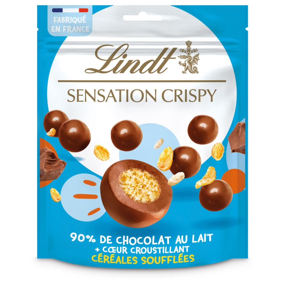 Sachet de billes Chocolat au lait LINDT coeur crales soufles - Sensation Crispy  - 140 g