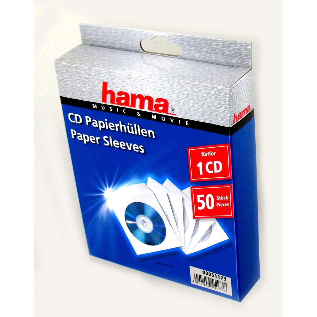Hama cd paper sleeves, white, 50 pcs/pack 1 disques blanc