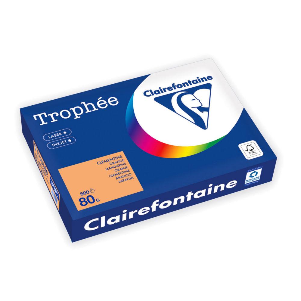 Papier couleur Clairefontaine A4 Trophe Pastel Orange 80g - Ramette de 500 feuilles