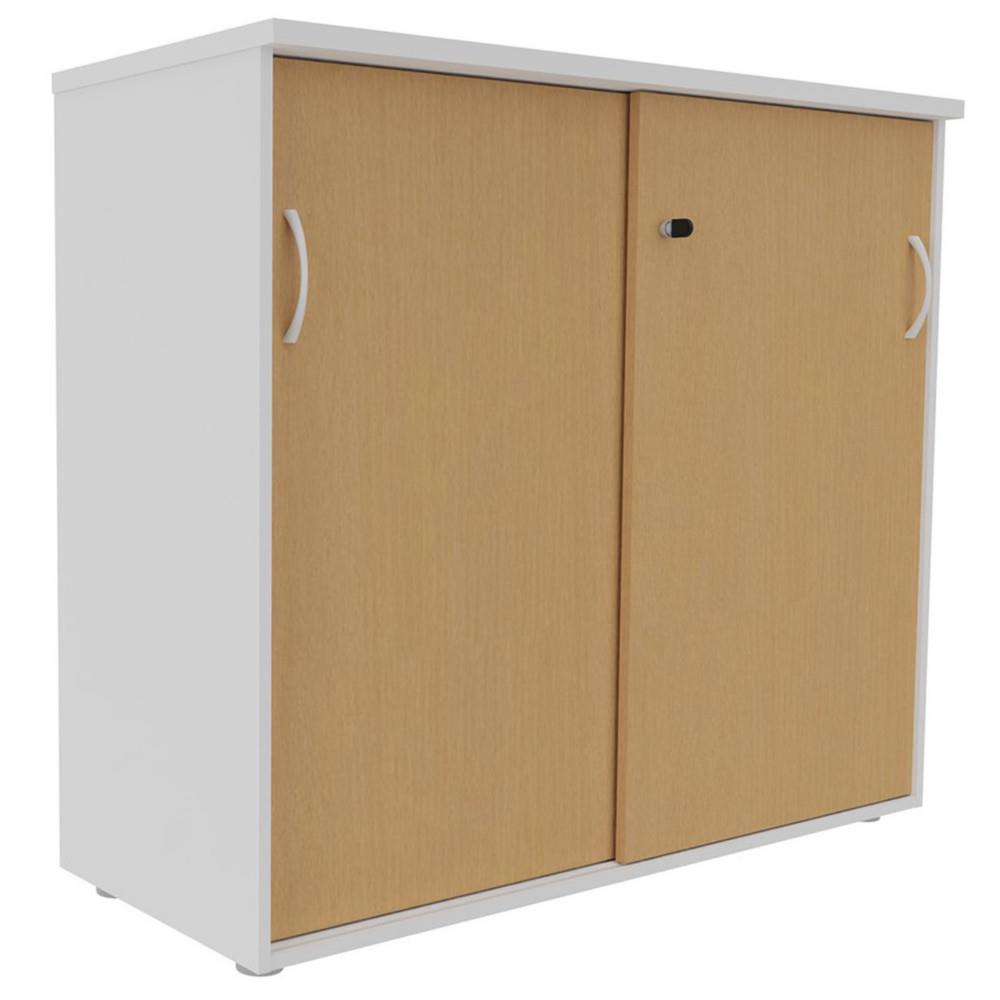 Armoire mi-haute NF Environnement  H104 cm x L120 cm Blanche - portes coulissantes Htre