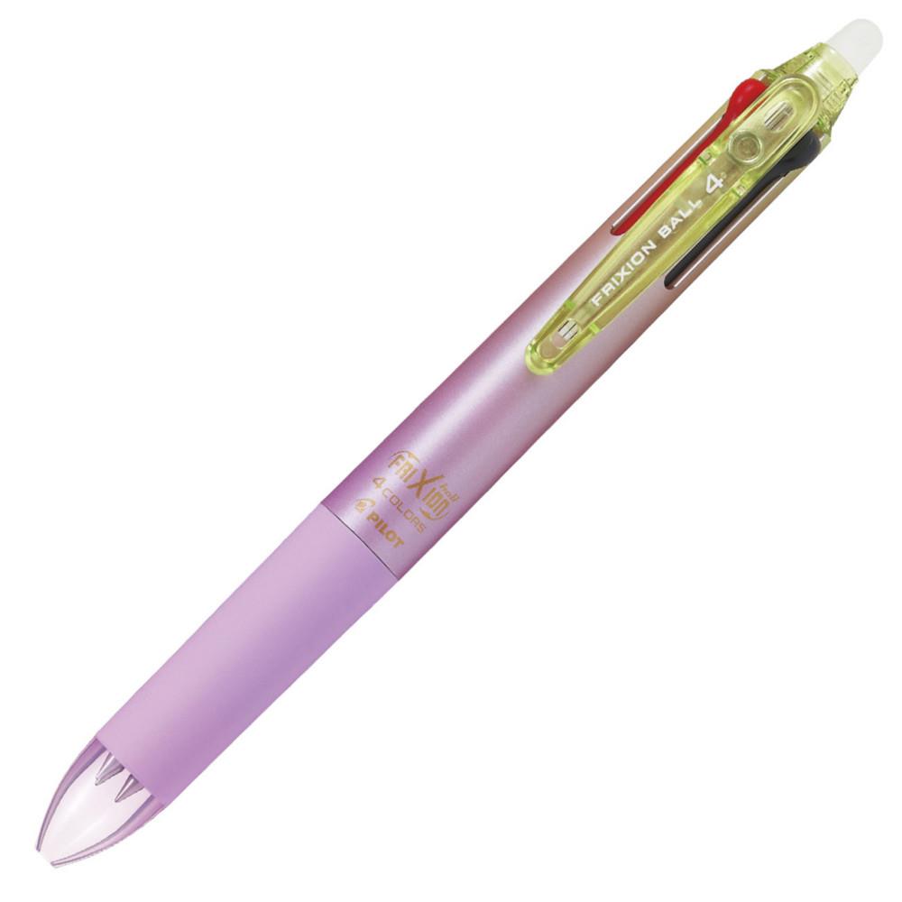 Stylo FriXion Ball Pilot 4 couleurs Pilot roller encre gel effa�able et rechargeable - Pointe fine - Corps violet