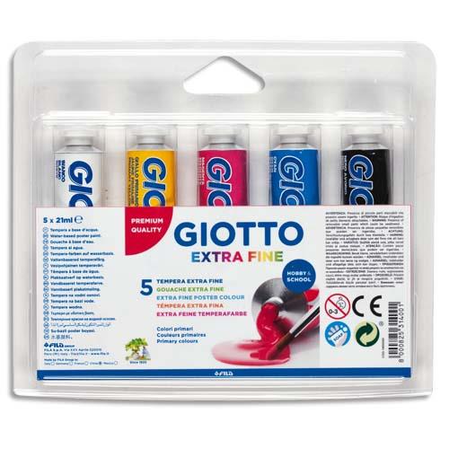 Etui de 5 tubes de gouache 21 ml - couleurs primaires