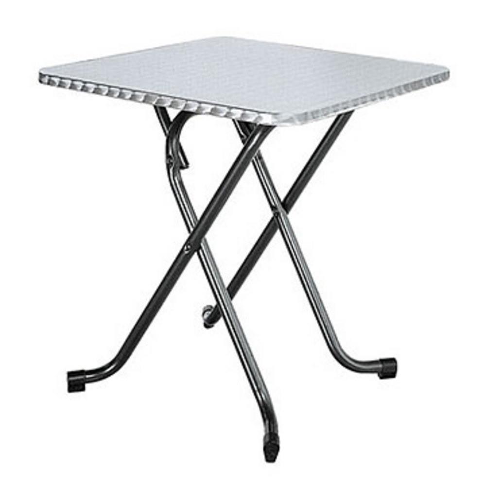 Table pliante Diana inox - L 70 x P 70 cm - plateau - pitements noirs