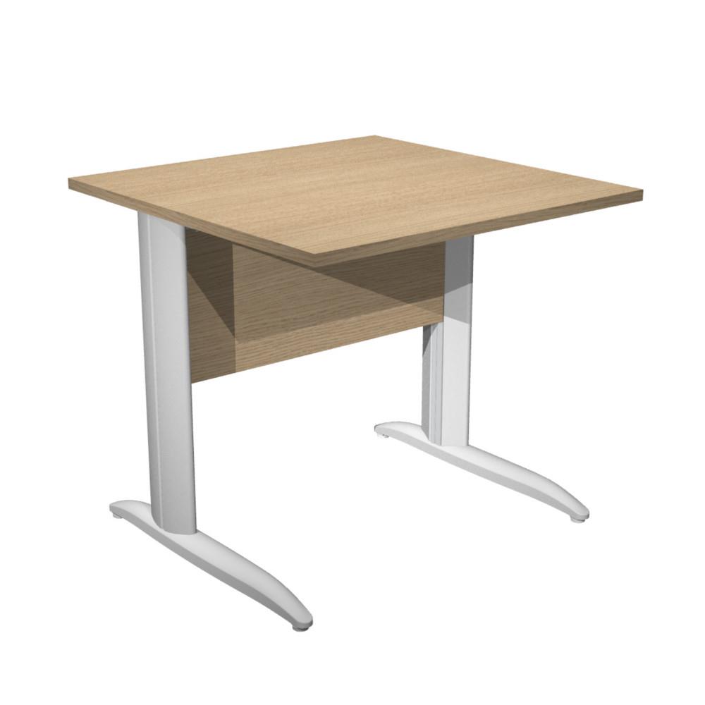 Bureau droit Pulse mtal - L80 x P80 cm - plateau chne - pieds L aluminium