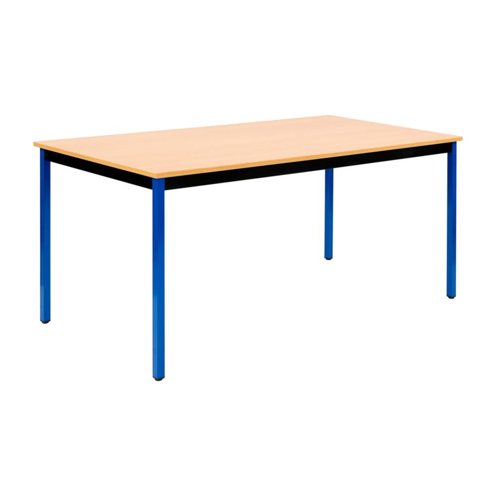 Table polyvalente rectangle - L 160 x P 80 cm - plateau htre - pieds bleus