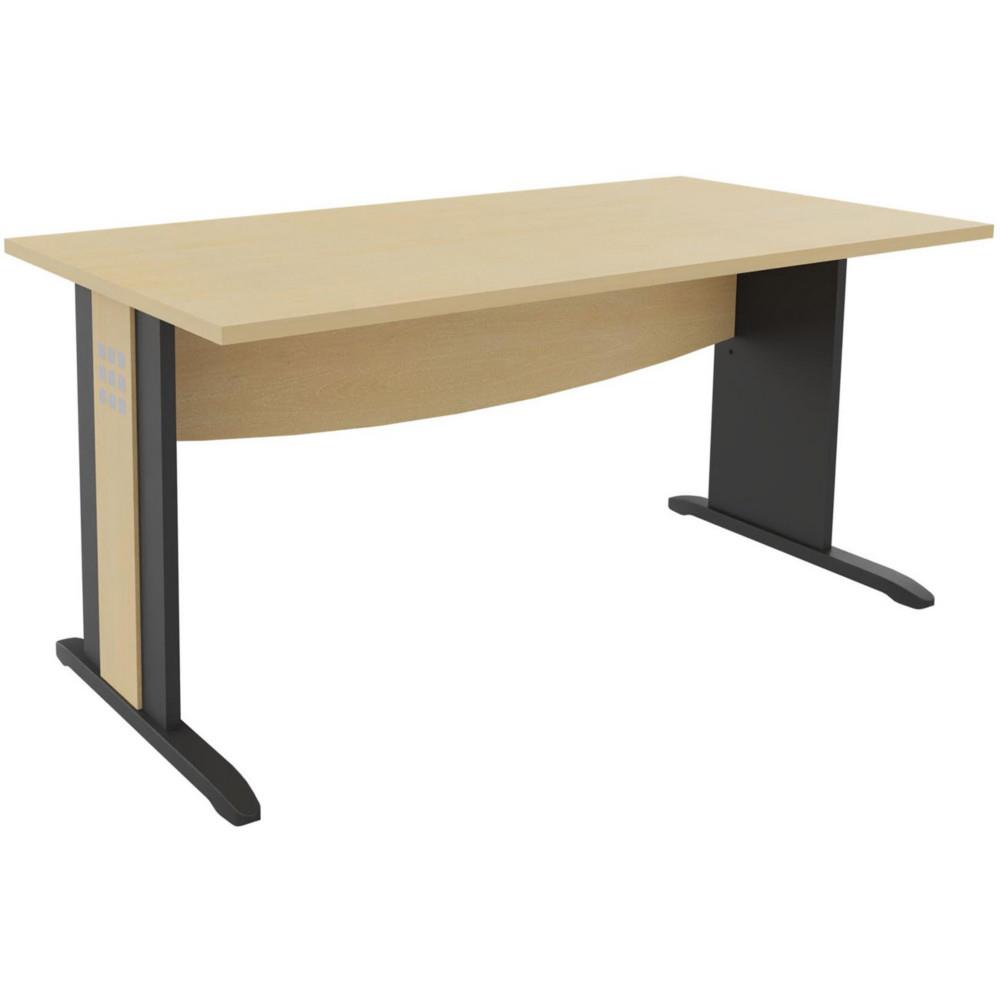 Bureau droit Boreal - L 140 x P 80 cm - plateau h�tre - pieds L anthracite