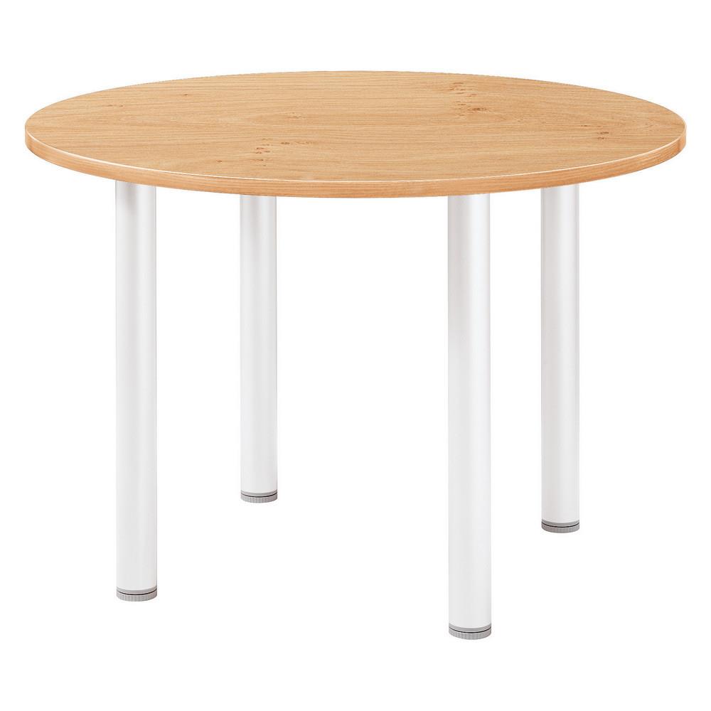 Table ronde ACTUAL-  L 100 x 100 cm - plateau chne - pied tubulaire blanc
