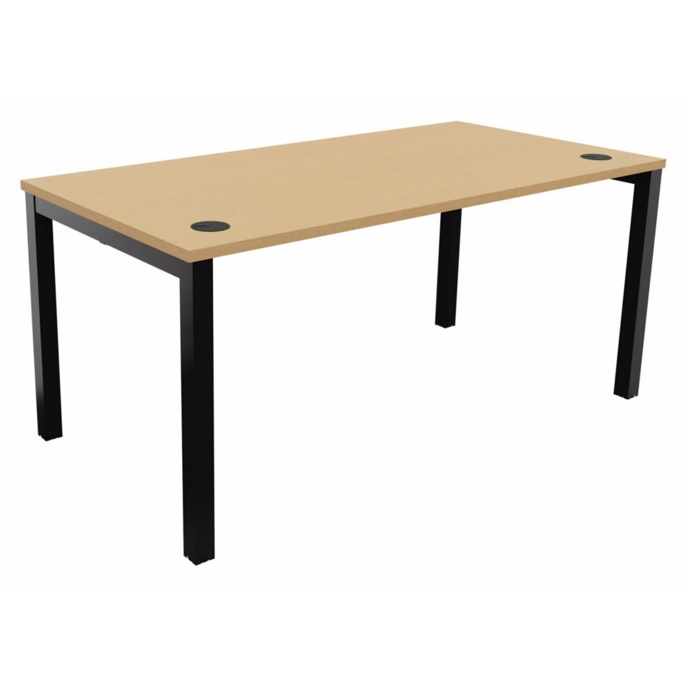 Bureau Osmose avec obturateurs L160 x P80 - Plateau Htre - Pieds mtal Noir