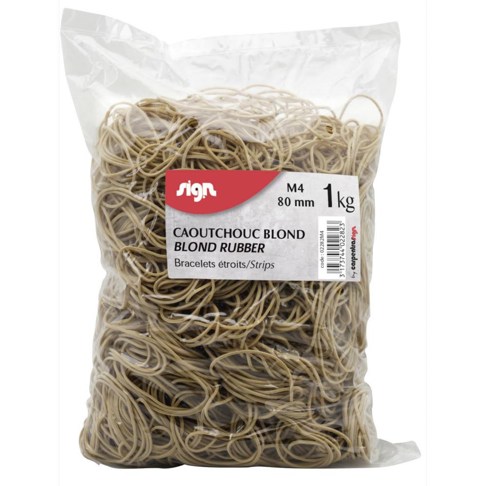 Elastique 80 x 1,5 mm Sign en caoutchouc blond de qualit� sup�rieure - Sachet de 1 kg