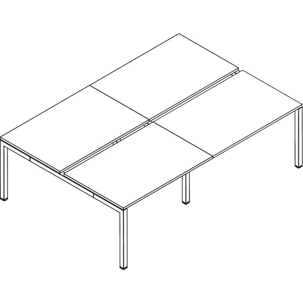 Ensemble 4 postes droit Tempo - L 240 x P 165 cm - plateau chne - 4 pieds aluminium