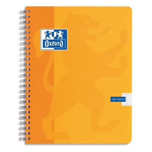 Cahier Oxford Classique - 17 x 22 cm - reliure spirales - grands carreaux - 180 pages - 90 g