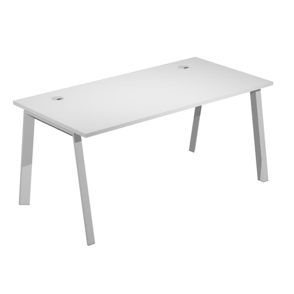 Bureau Wood - 140 x 80 cm - pieds mtal - blanc