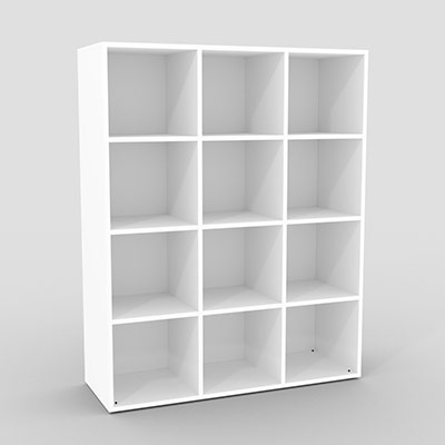 Meuble multicases - 12 casiers - H. 149,6 x L. 113,5 x P. 43,2 - mlamine blanc