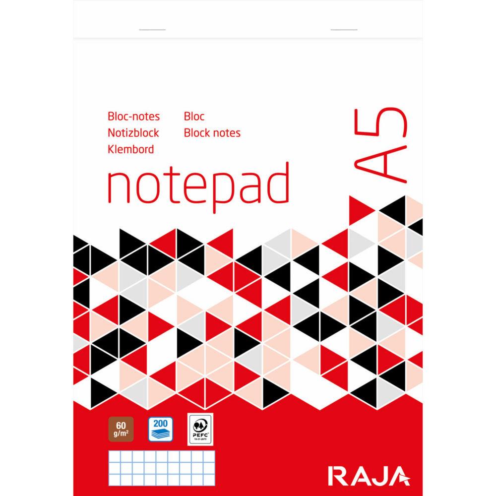 Bloc notes agraf - A5 - 14,8 x 21 cm - 60 g/m - petits carreaux 5x5 - 100 feuilles