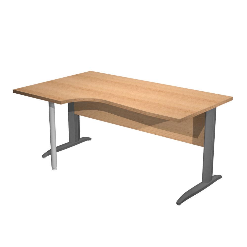 Bureau d'angle compact retour  gauche Pulse Mtal - L160 x P100 cm - Plateau Htre - Pieds L Anthracite