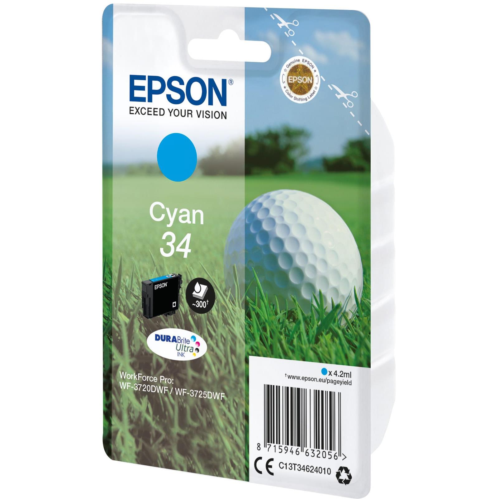 Cartouches pour imprimantes - Epson golf ball singlepack cyan 34 durabrite ultra ink