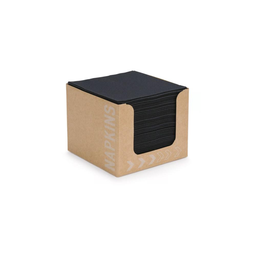 Serviettes en papier Duni noir 20 x 20 cm - Bote distributrice de 50 serviettes