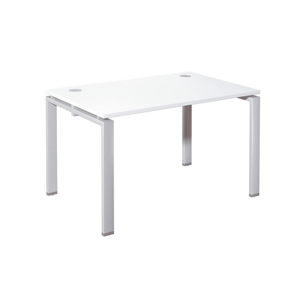 Bureau droit E-link - L 120 x P 80 cm - plateau blanc - 4 pieds aluminium
