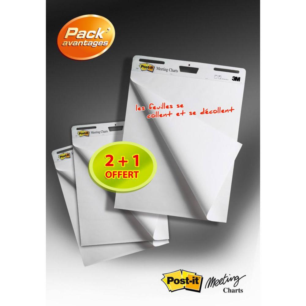 Meeting-Charts Post-It - bloc de 30 feuilles pour affichage mural - 63,5 x 77,4 cm - lot de 3